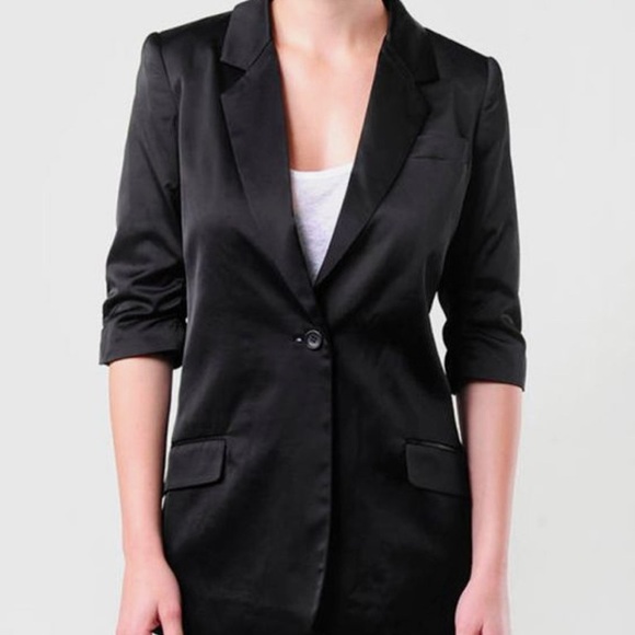 Elizabeth and James Bloomingdale’s Black Elbow Sleeve Blazer Jacket Size 6 - Picture 1 of 8